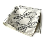 Cargyle pocket square: black pearl on ivory.