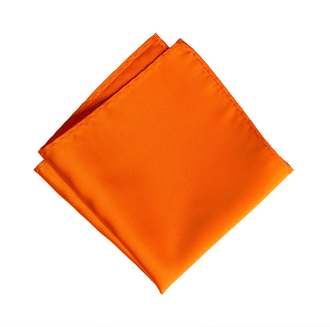 Carrot Orange Pocket Square. Solid Color Satin Finish, No Print