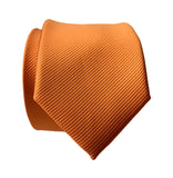 Carrot orange solid color necktie. Fine stripe woven tie, by Cyberoptix