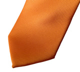 Orange solid color necktie. Plain fine-stripe woven tie, by Cyberoptix