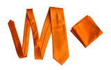 Orange Pocket Square. Carrot Solid Color Satin Finish for weddings, No Print, by Cyberoptix