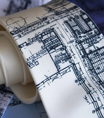 Blueprint Necktie. Detroit's Cass Tech Silk Tie