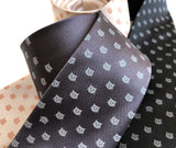 Charcoal Cat Face Necktie, Repeating Cat Dot Pattern Tie. Cyberoptix