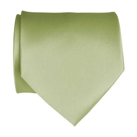 Celery Green Necktie. Solid Color Satin Finish Tie, No Print