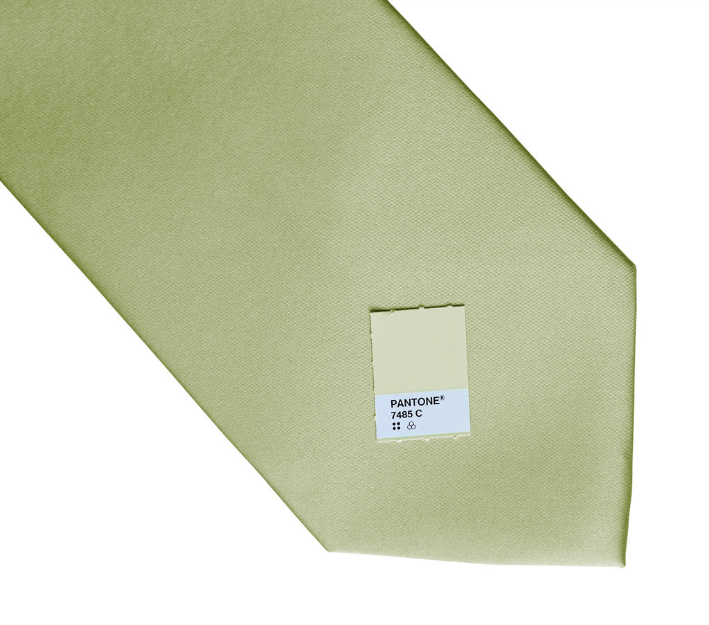 Celery Green Necktie. Solid Color Satin Finish Tie, No Print