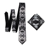 Cellular structure necktie & pocket square, black.  By Cyberoptix Detroit