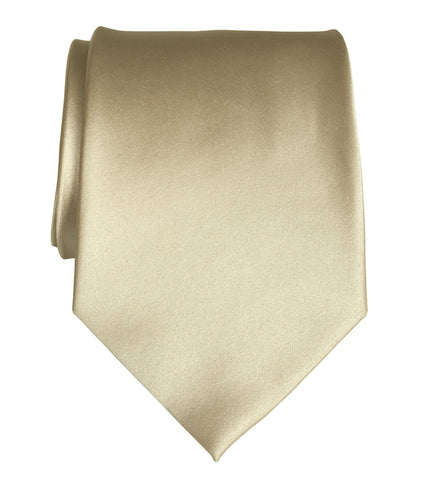 Champagne Necktie. Light Tan Solid Color Satin Finish Tie, No Print