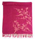 Cherry Blossom Scarf. Floral print shawl, by Cyberoptix. Hot Pink.