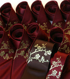 Sakura Neckties, custom wedding set: gold print.