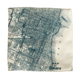 Vintage Chicago Map Pocket Square. Navy on Platinum City Map Print, by Cyberoptix