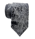 Vintage Chicago Map Necktie. Platinum on Black Tie, by Cyberoptix