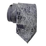 Vintage Chicago Map Necktie. Platinum on Charcoal Tie, by Cyberoptix