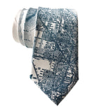 Vintage Chicago Map Necktie. Navy Blue on Platinum Tie, by Cyberoptix