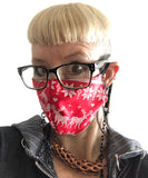 Ugly Christmas Sweater Mask, Adjustable holiday facemask - red