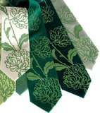 Chrysanthemum Neckties, Green Floral Print Ties by Cyberoptix. Clover green printing ink.