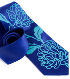 Turquoise ink on royal blue silk