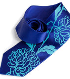 Turquoise ink on royal blue silk