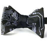 Black circuit board printed bow tie, cyberoptix