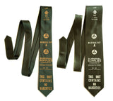 Civil Defense necktie: mustard on olive; ivory-cream on olive.