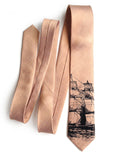 Copper Clipper Ship Linen Necktie, by Cyberoptix. Nautical Print Men's Tie