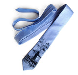 Light Blue Clipper Ship Linen Necktie, by Cyberoptix. Nautical Print Men's Tie