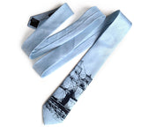 Pale Turquoise Clipper Ship Linen Necktie, by Cyberoptix. Nautical Print Men's Tie