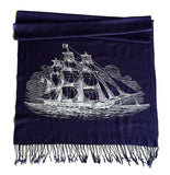 Navy Blue sailing ship scarf, by Cyberoptix
