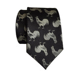 Black Cock Print Men's Tie, Cyberoptix Tie Lab