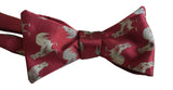 Cock Print Burgundy Bow Tie. Rooster Print Bowties, Cyberoptix