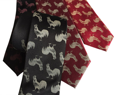 Cock Necktie. Rooster Printed Tie