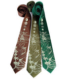 Coffee Bean Neckties. Sage on dark brown, olive, emerald