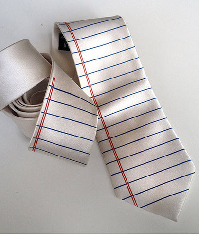 College Ruled Necktie. Lined Paper Print Tie