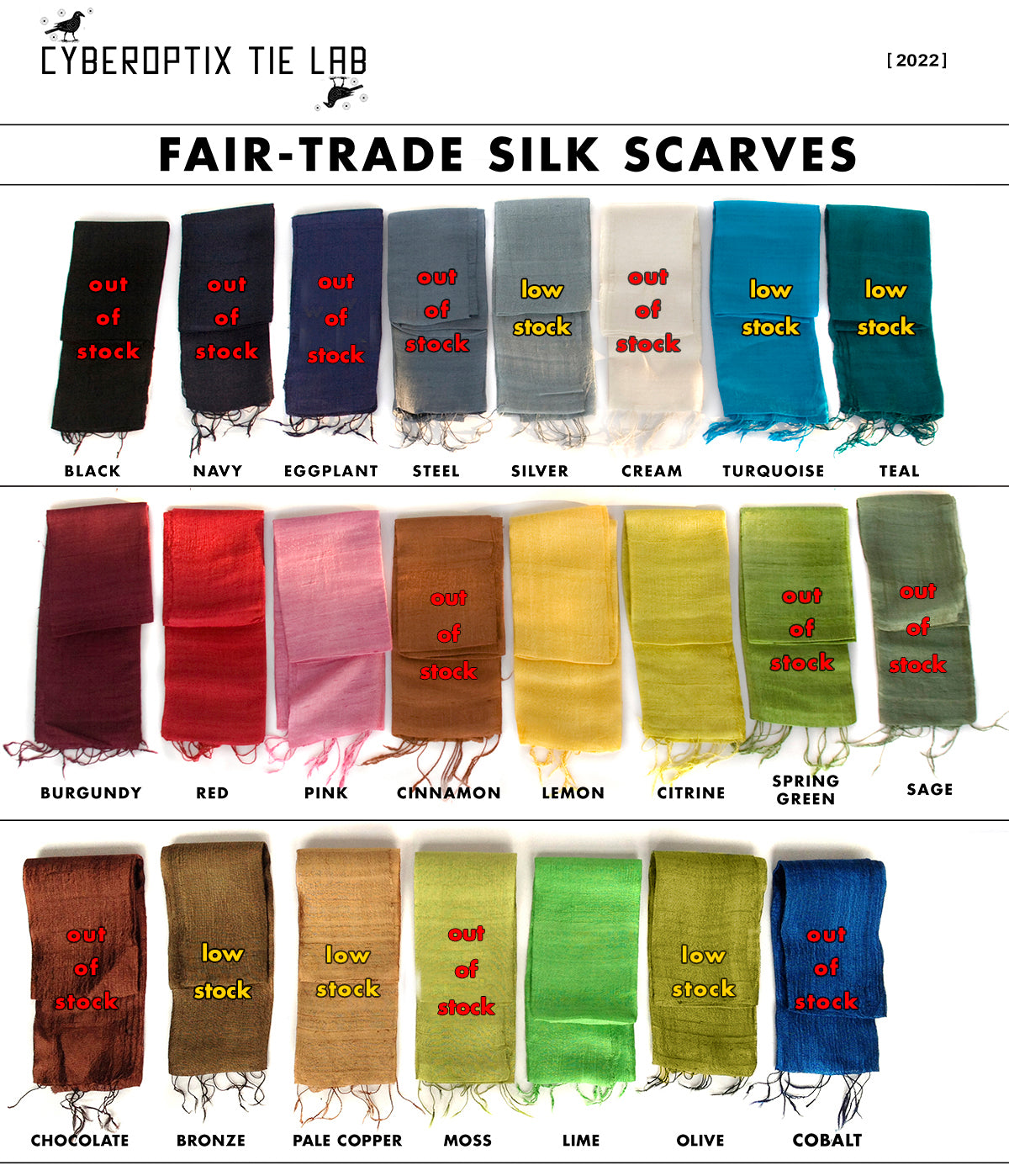 Silk scarves shop plain colours