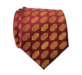 Burgundy and Yellow Coney Dog Print Necktie, by Cyberoptix