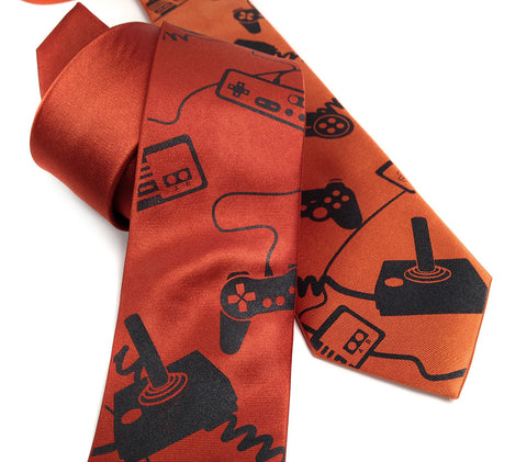 Video Game Controllers silk necktie. "Control Freak" tie.