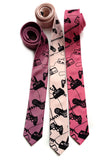 Video Game necktie: black on honeysuckle; black on orchid; black on ballet pink.