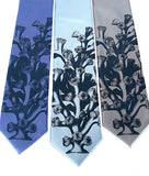 Coral Reef Necktie. Cobalt on periwinkle, sky and silver