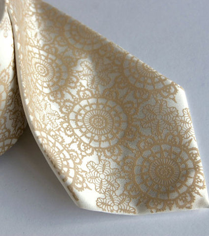 Cottage Lace Necktie. Doily Print Tie
