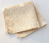 Cottage Lace Print wedding pocket square. Warm cream on cream pocket silk