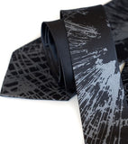 Broken window glass necktie. Black pearl on black.