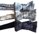 Asian inspired sea waves motif mens bow ties
