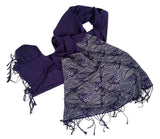 Navy blue Crashing Waves pashmina scarf