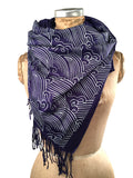 Crashing Waves pashmina scarf, dark blue