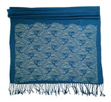 teal blue crashing waves scarf