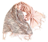 Crashing Waves scarf, navy on blush