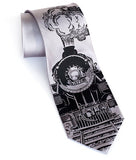 Silver locomotive necktie
