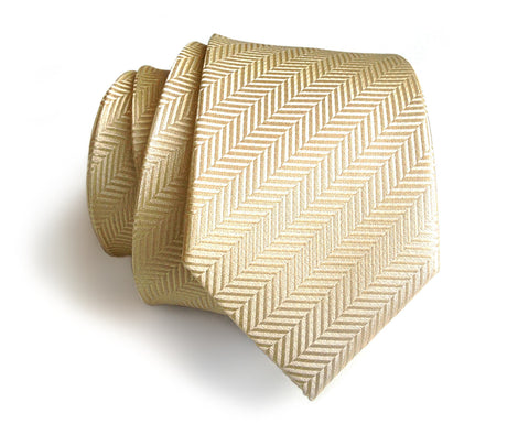 Cream Herringbone Silk Necktie