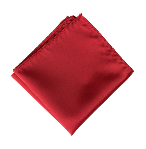 Crimson Red Pocket Square. Solid Color Satin Finish, No Print