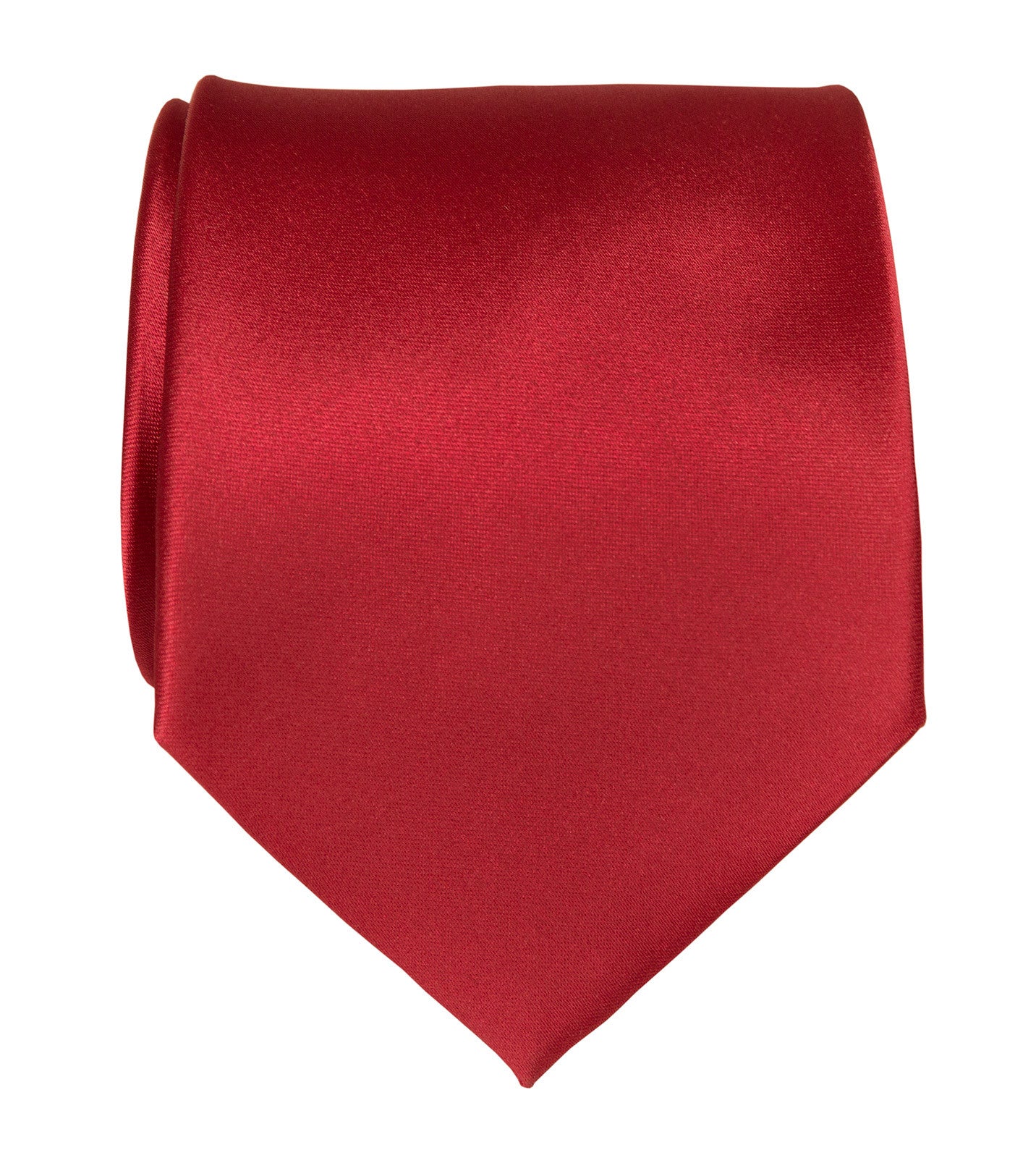 Crimson Red Necktie. Solid Color Satin Finish Tie, No Print Microfiber / Baby