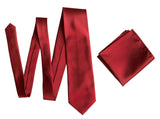 Medium Red Solid Color Pocket Square. Crimson Satin Finish for weddings, No Print, by Cyberoptix
